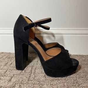 Black Ankle Strap Black Heels